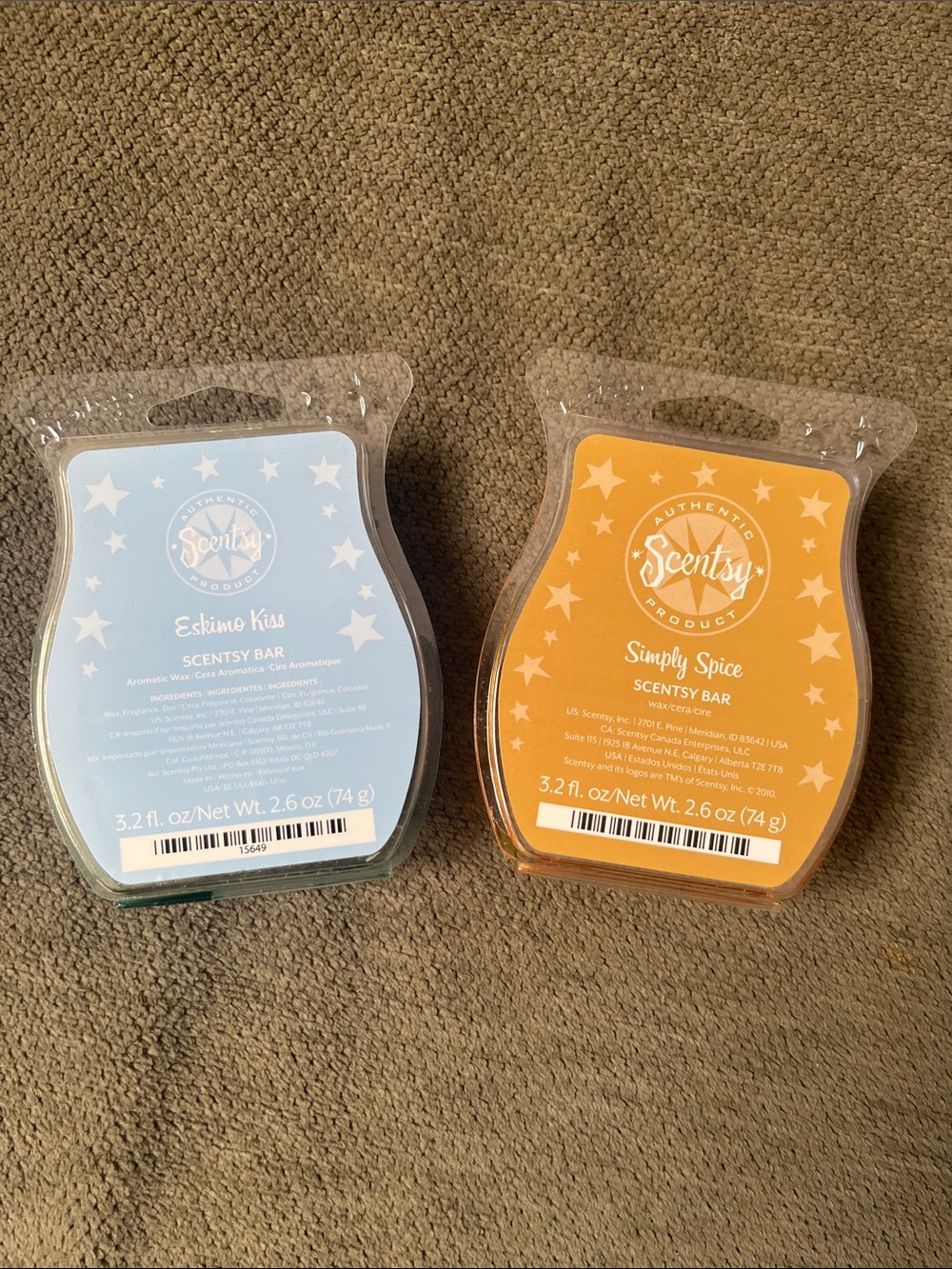 Scentsy Wax Bars - EskimoKiss & Simply Spice Scents